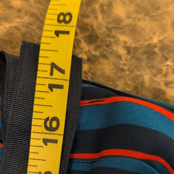 Striped And Patterned Midi Dress With Adjustable Waist Size L - Picture 10 of 10